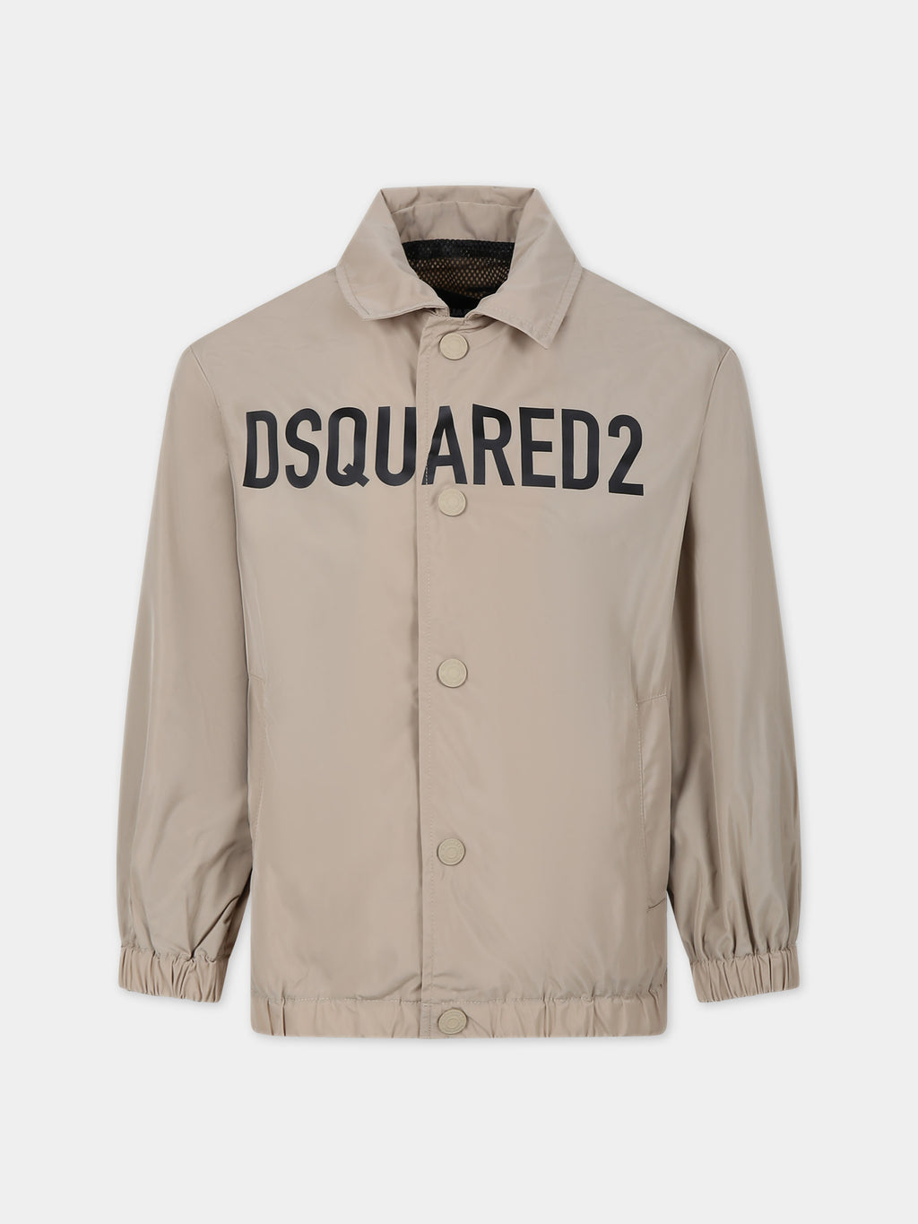 Beige jacket for boy with logo